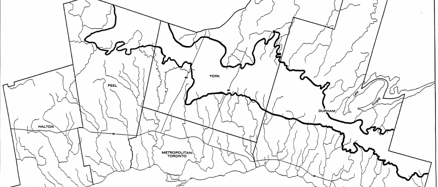 Map of the Oak Ridges moraine area